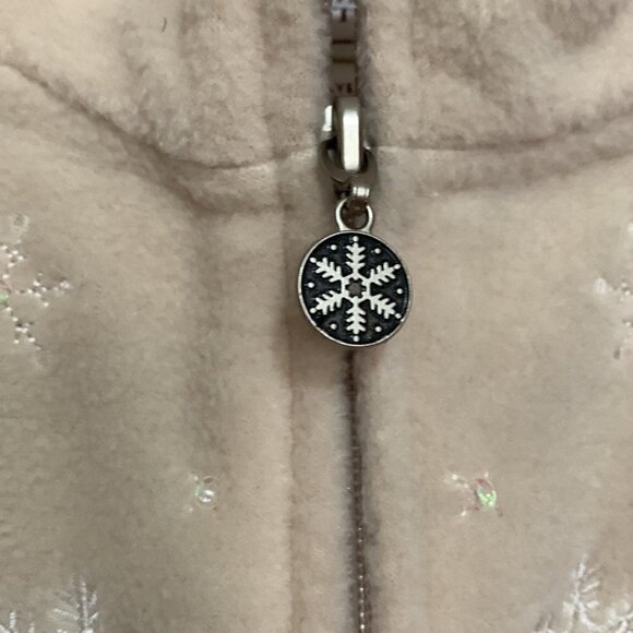 Y2K Northern Reflections Snowflake Embroidered Fleece Vest Cream Size L - Picture 3 of 7